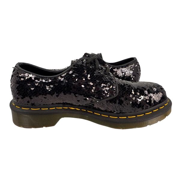 Dr. Martens 1461 Oxford Shoes Sequins  Women's 8 EU39 Black Silver 3 Eye RARE - Picture 7 of 12